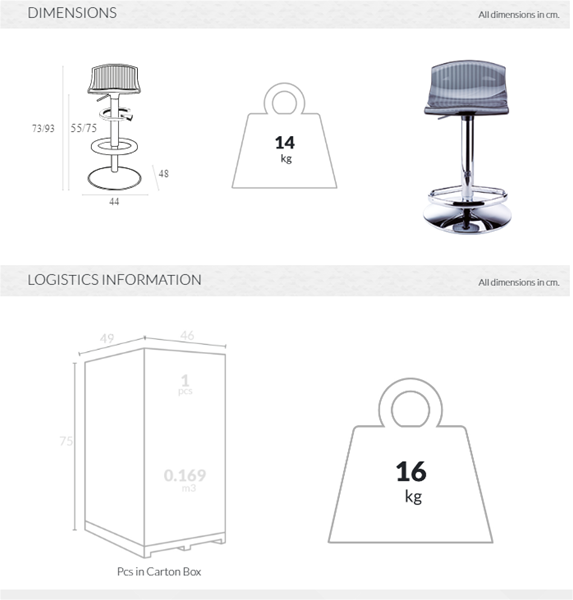 Siesta - ARIA - Polycarbonate and Chrome Barstool- GLOSSY WHITE  12-ALL-2-87