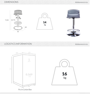 Siesta - ARIA - Polycarbonate and Chrome Barstool- GLOSSY WHITE  12-ALL-2-87