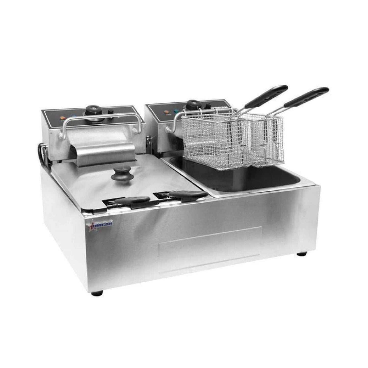 Omcan CE-CN-0012 - 24 lb. Electric Countertop Fryer - Two 12 lb. Tanks