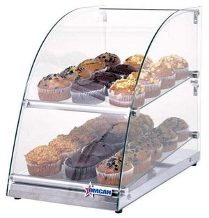 Omcan - 2 Shelf Bakery Display Case with Front and Rear Doors - 14" Wide | Kitchen Equipped