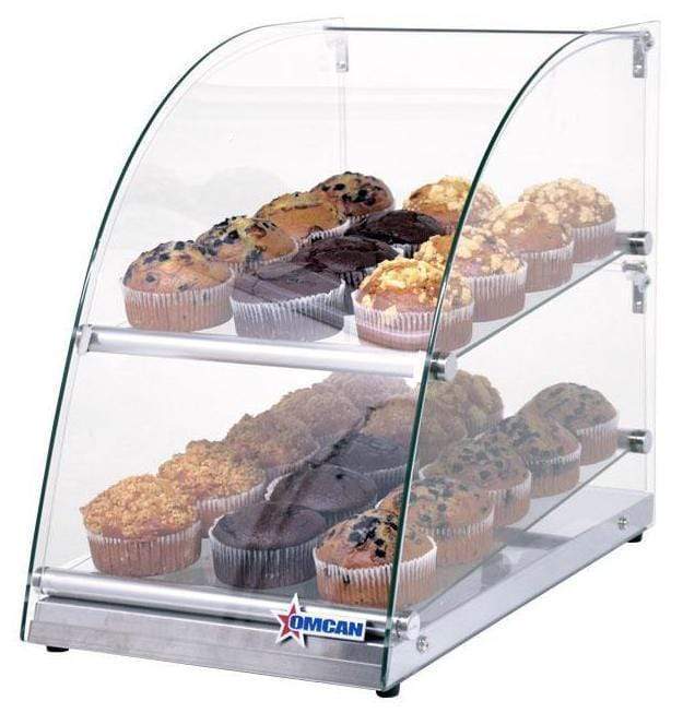 Omcan - 2 Shelf Bakery Display Case with Front and Rear Doors - 14" Wide | Kitchen Equipped