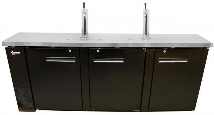 Omcan BD-CN-0032-HC - 90" Three Door Bar Cooler with Two Beer Dispensers - 4 Kegs | Kitchen Equipped