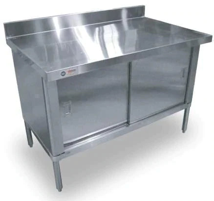 Omcan - Stainless Steel Work Table with Cabinet & Backsplash - 30" Deep