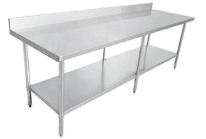 Omcan - Stainless Steel Work Table with Undershelf & Backsplash - 24"/30" Deep