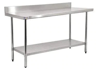 Omcan - Stainless Steel Work Table with Undershelf & Backsplash - 24"/30" Deep