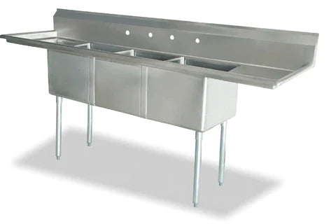 Omcan - Stainless Steel Three Compartment Sink