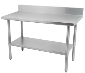 Thorinox - ALL Stainless Steel Work Table with Undershelf & Backsplash - 24" Deep | Kitchen Equipped