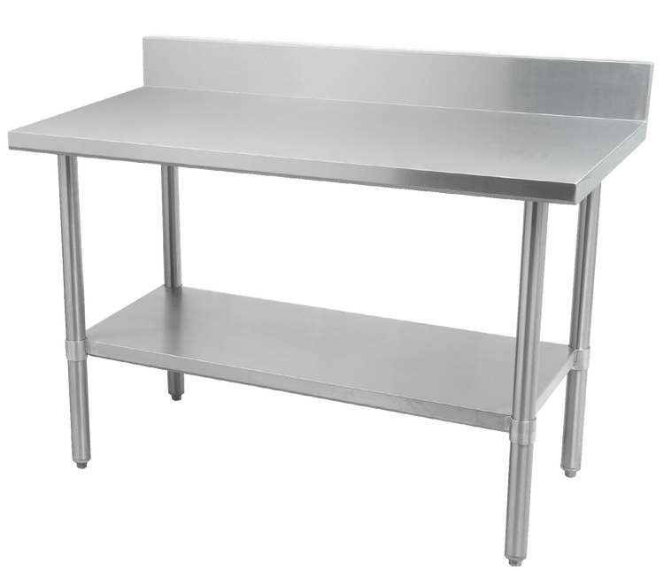 Thorinox - ALL Stainless Steel Work Table with Undershelf & Backsplash - 24" Deep | Kitchen Equipped