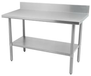 Thorinox - ALL Stainless Steel Work Table with Undershelf & Backsplash - 30" Deep | Kitchen Equipped